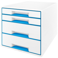 LEITZ Bloc de classement WOW CUBE, 4 tiroirs, blanc/bleu