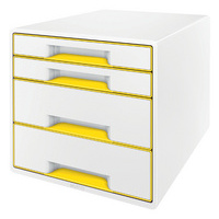 LEITZ Bloc de classement WOW CUBE, 4 tiroirs, blanc/jaune