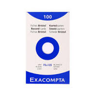 EXACOMPTA Fiches bristol, 75 x 125 mm, uni, blanc