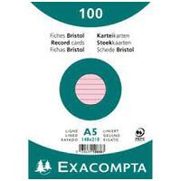 EXACOMPTA Fiches bristol, A5, ligné, rose