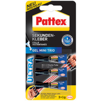 Pattex Colle instantanée Ultra Gel MINI Trio, 3 tube de 1 g