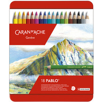 CARAN D'ACHE Crayons de couleur PABLO, étui métal de 18