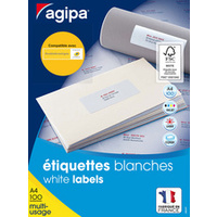 agipa Etiquette universelle, 63,5 x 33,9 mm, blanc