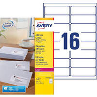 AVERY Etiquette d'adresse, 99,1 x 33,9 mm, blanc