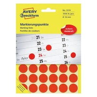 AVERY Zweckform Pastille de couleur, diamètre 18 mm, rouge