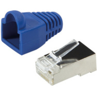 LogiLink Connecteur mâle RJ45, Cat.5e, bleu, avec manchon de