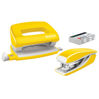 LEITZ Kit mini agrafeuse et perforateur Nexxt WOW, jaune