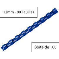 Fellowes Peigne à relier en plastique, rond, 12mm, bleu