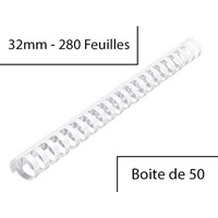 GBC Peigne à relier en plastique CombBind, A4, 32 mm, blanc