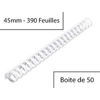 GBC Peigne à relier en plastique CombBind, A4, 45 mm, blanc