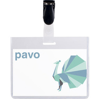 pavo Porte-badge, fermé en haut, avec clip, 60 x 90 mm