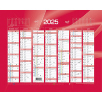 CALENDRIER MURAL 270X210 2F 14MOIS ROUGE 2025