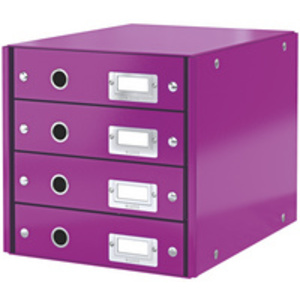 LEITZ Bloc de classement Click & Store WOW, 4 tiroirs,violet