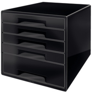 LEITZ Bloc de classement WOW CUBE, 5 tiroirs, noir/gris