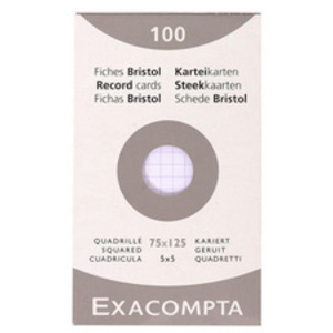 EXACOMPTA Fiches bristol, 75 x 125 mm, quadrillé, blanc