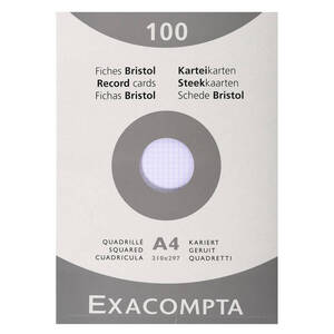 EXACOMPTA Fiches bristol, A4, quadrillé, blanc