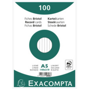 EXACOMPTA Fiches bristol, A5, quadrillé, blanc