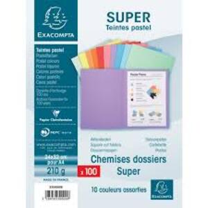 EXACOMPTA Chemises SUPER 250, A4, assorti