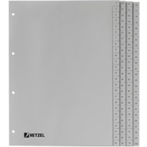 HETZEL Intercalaires en plastique, chiffres, A4, 1-52, PP