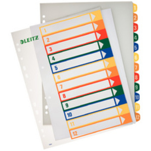 LEITZ Intercalaires en plastique, numéroté, A4 extra large