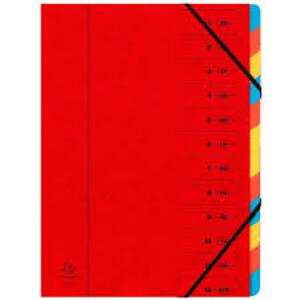 EXACOMPTA Trieur, A4, carton, 12 compartiments, rouge