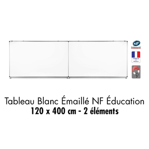 TAB. BLANC EMAILLE NF EDUC.   120 X 400 CM - 2 ELEMENTS