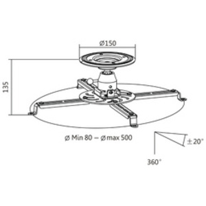 LogiLink Support de plafond pour vidéoprojecteur, blanc