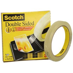 3M Scotch Ruban adhésif double face 665, 12 mm x 32,9 m