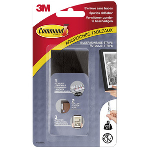 3M Command Languettes de fixation, taille: L, noir