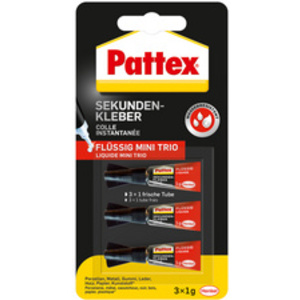 Pattex Colle instantanée MINI TRIO, 3 tubes de 1 g,