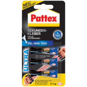 Pattex Colle instantanée Ultra Gel MINI Trio, 3 tube de 1 g