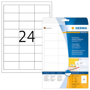 HERMA Etiquette couvrante/correctrice SPECIAL,64,6 x 33,8 mm