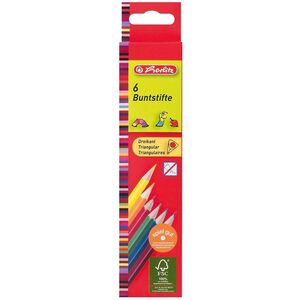 herlitz Crayons de couleur triangulaires, étui carton de 6