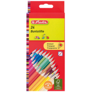 herlitz Crayons de couleur triangulaires, étui carton de 24