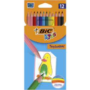 BIC KIDS Crayons de couleur Tropicolors 2, étui carton de 12