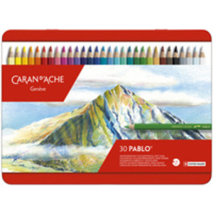 CARAN D'ACHE Crayons de couleur PABLO, étui métal de 30