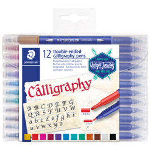 STAEDTLER Feutre double pointe de calligraphie, étui de 12