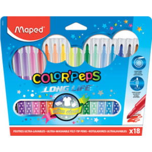 Maped Feutre COLOR'PEPS, étui en carton de 18, largeur du