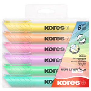 Kores Surligneur 'HIGH LINER PLUS', couleurs pastel, étui 6