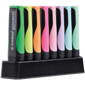 STABILO Surligneur GREEN BOSS Pastel, set de bureau de 8