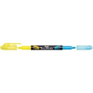 Pentel Surligneur 'TWIN CHECKER', 2 pointes, jaune / bleu