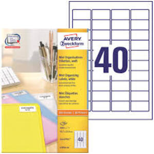 AVERY Mini étiquette d'adresse laser, 45,7 x 25,4 mm, blanc