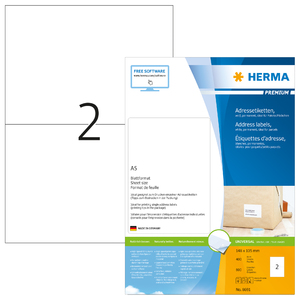 HERMA Etiquette universelle PREMIUM, 148,5 x 105 mm, blanc