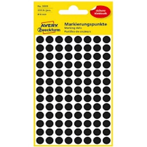 AVERY Zweckform Pastille de couleur, diamètre 8 mm, noir