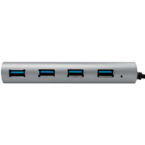 LogiLink Hub USB 3.0, 4 ports, boîtier en aluminium, gris