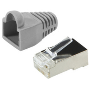 LogiLink Connecteur mâle RJ45, Cat.5e, gris, avec manchon de