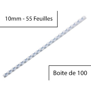 Fellowes Peigne à relier en plastique, A4, 10 mm, blanc