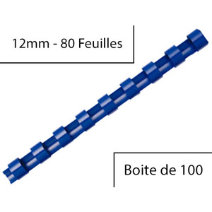 Fellowes Peigne à relier en plastique, rond, 12mm, bleu