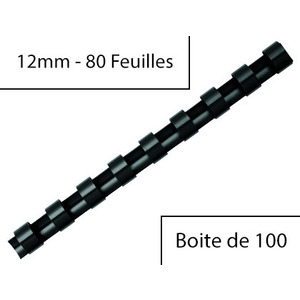 Fellowes Peigne à relier en plastique, rond, noir, 12mm