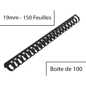 Fellowes Peigne à relier en plastique, format A4, 19 mm